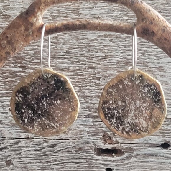 Handcrafted Paper Mache Dangle Earrings - Picture 2 of 4